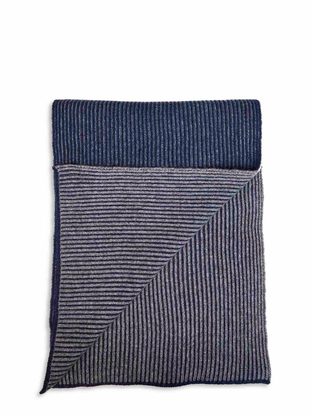 Brunello Cucinelli Men Navy Blue Cashmere Vanisé Knit Scarf BRUNELLO CUCINELLI