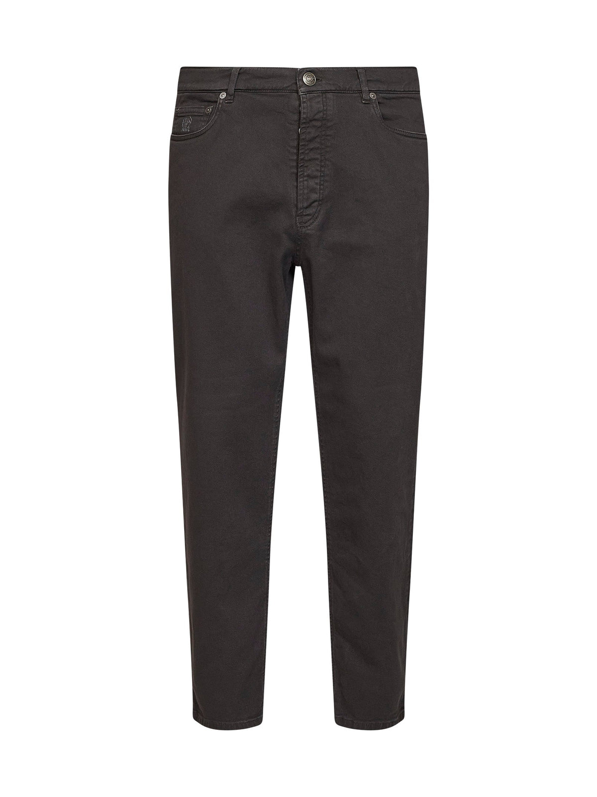 Brunello Cucinelli Men Dark Brown Garment-Dyed Lightweight Comfort Denim Iconic Fit Jeans BRUNELLO CUCINELLI