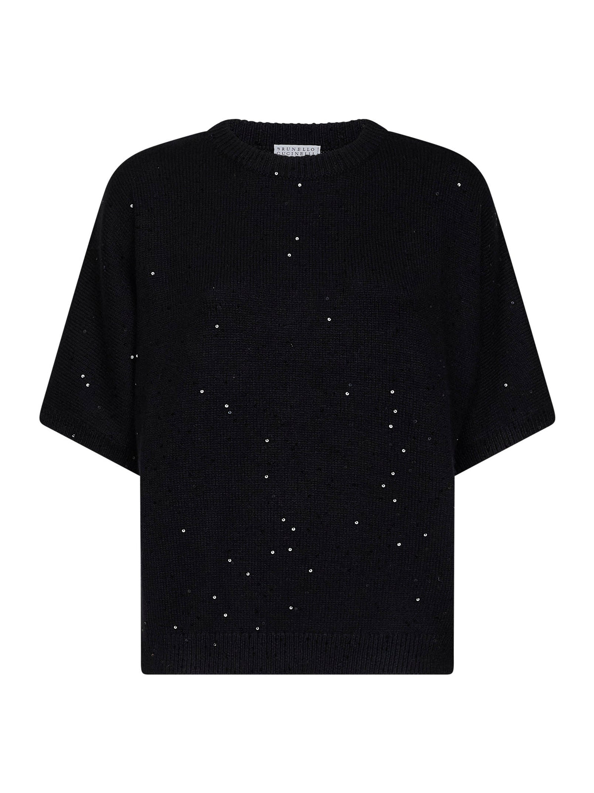 Brunello Cucinelli Women Black Sequin-Embellished Cashmere And Silk Sweater BRUNELLO CUCINELLI