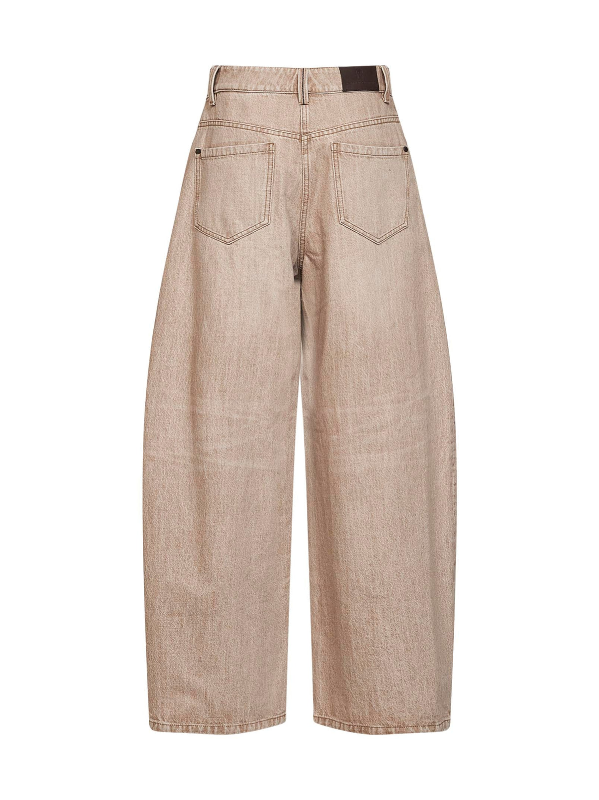 Brunello Cucinelli Women Desert Beige Authentic Denim Wide Jeans With Monili BRUNELLO CUCINELLI