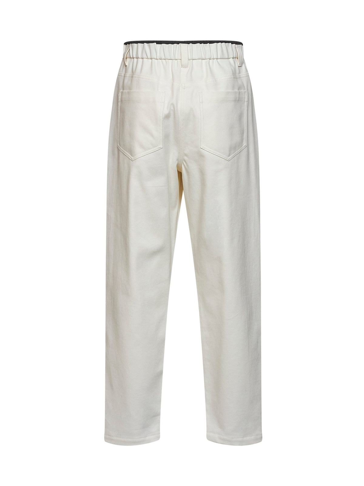Brunello Cucinelli Women Off-White Stretch Twill Baggy Pull-On Trousers BRUNELLO CUCINELLI