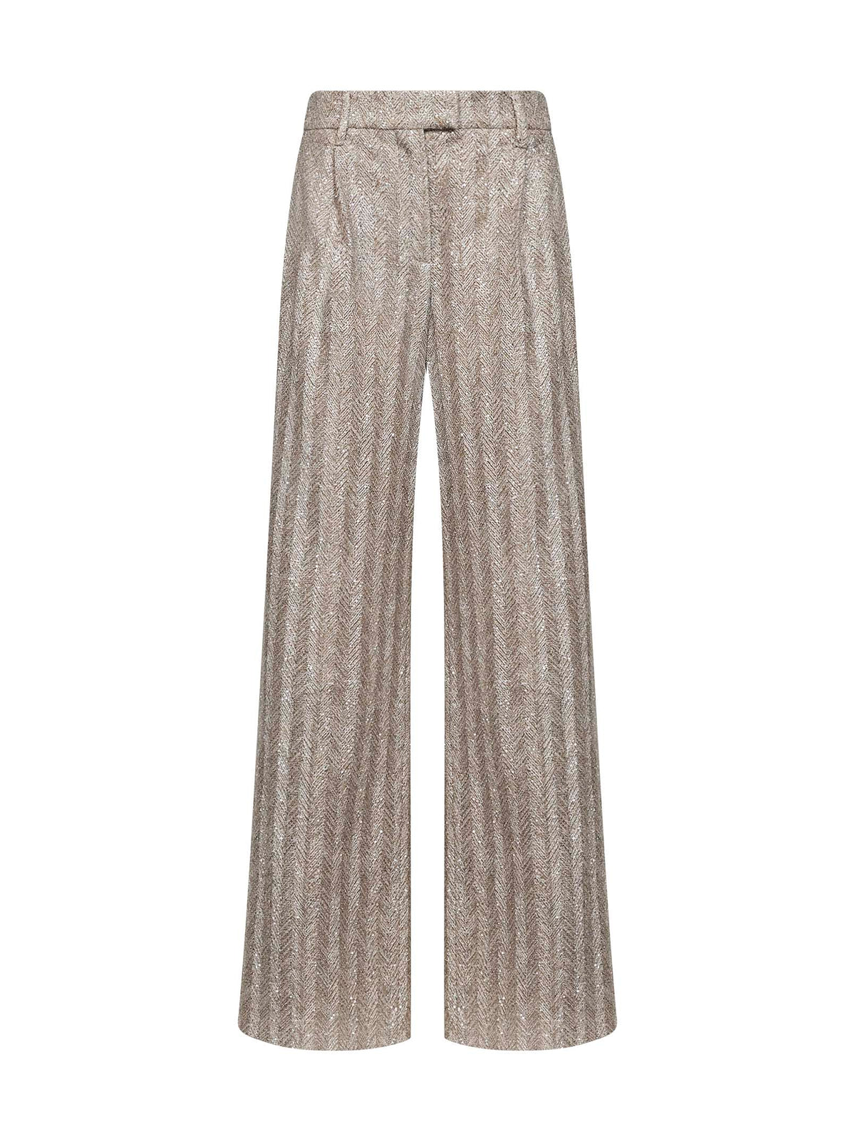 Brunello Cucinelli Women Grey Dazzling Chevron Embroidery Trousers BRUNELLO CUCINELLI
