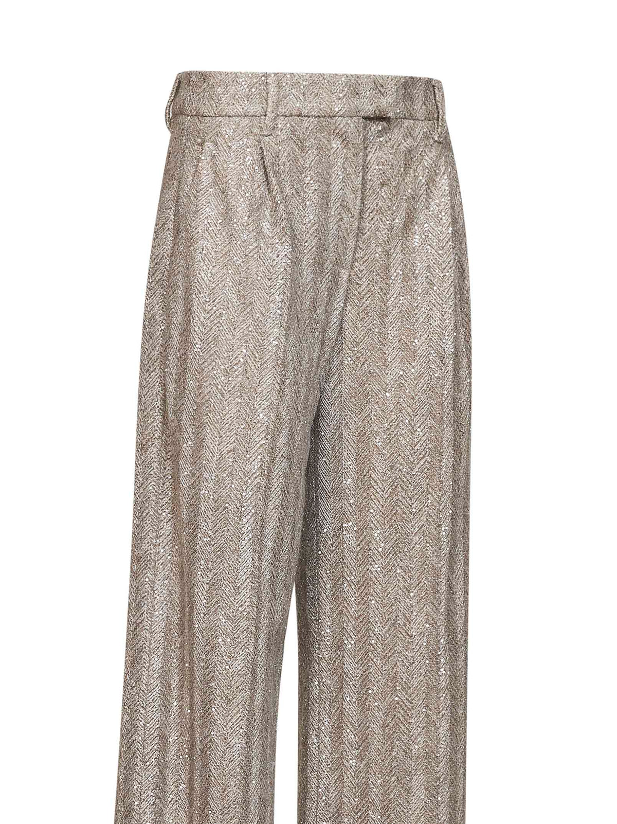 Brunello Cucinelli Women Grey Dazzling Chevron Embroidery Trousers BRUNELLO CUCINELLI