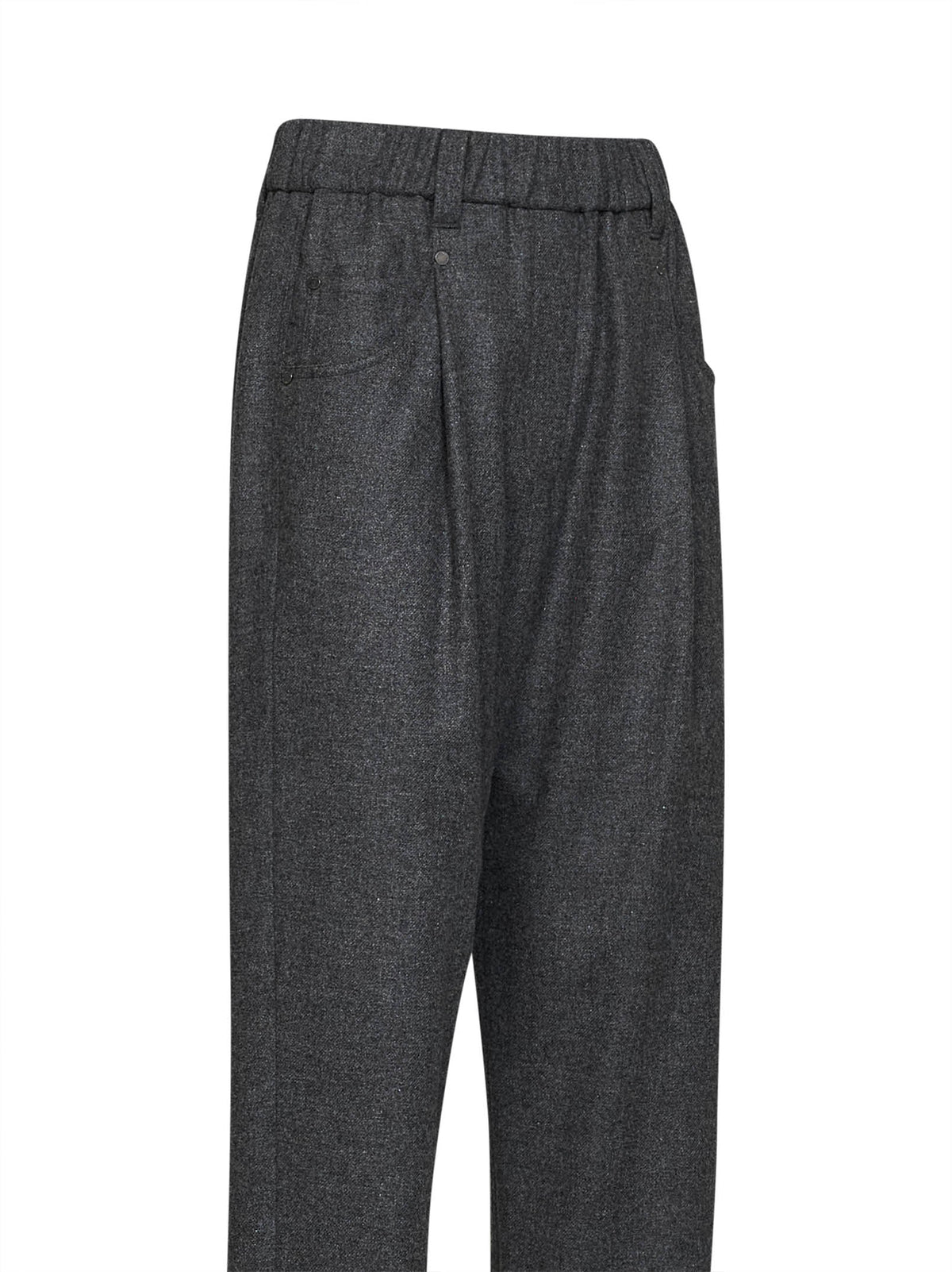 Brunello Cucinelli Women Medium Grey Wool And Cashmere Baggy Pull-On Trousers BRUNELLO CUCINELLI