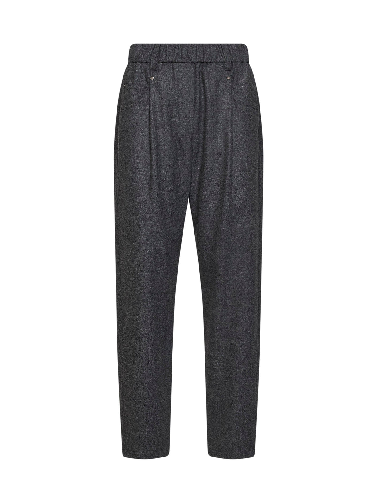 Brunello Cucinelli Women Medium Grey Wool And Cashmere Baggy Pull-On Trousers BRUNELLO CUCINELLI