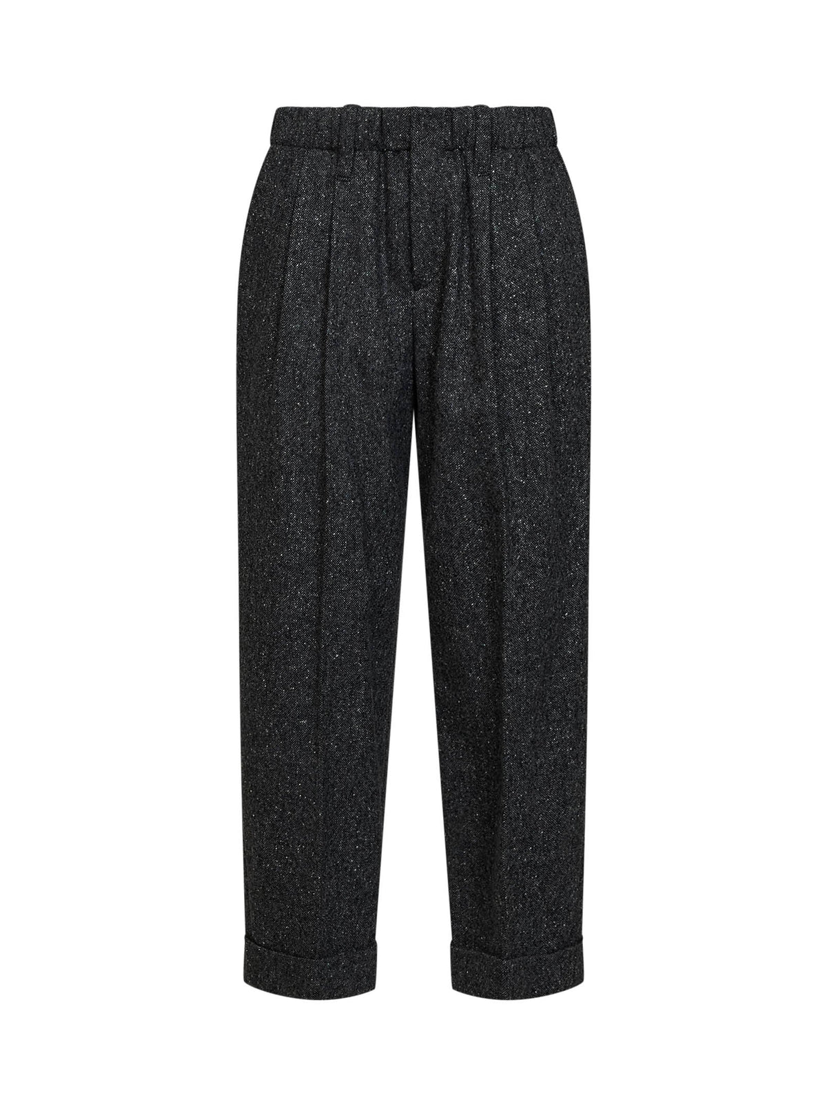 Brunello Cucinelli Women Black Donegal Wool Baggy Sartorial Trousers BRUNELLO CUCINELLI