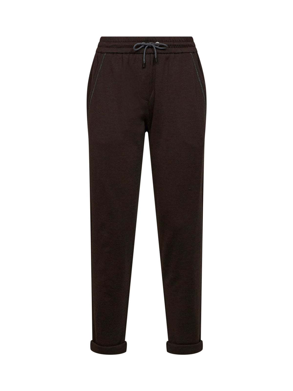 Brunello Cucinelli Women Brown Shiny Pocket Detail Trousers BRUNELLO CUCINELLI