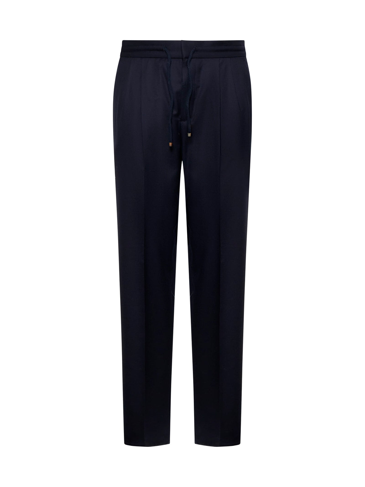 Brunello Cucinelli Men Blue Virgin Wool Drawstring Trousers BRUNELLO CUCINELLI