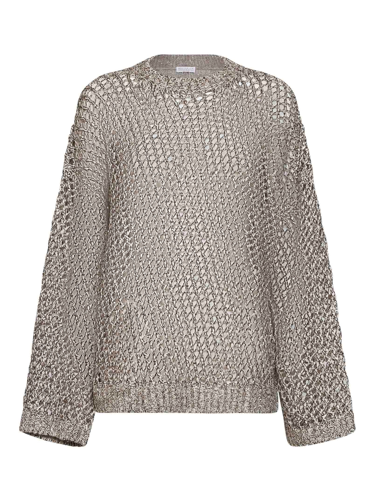 Brunello Cucinelli Women Rope Silk And Linen Net Knit Dazzling Chiné Sweater BRUNELLO CUCINELLI