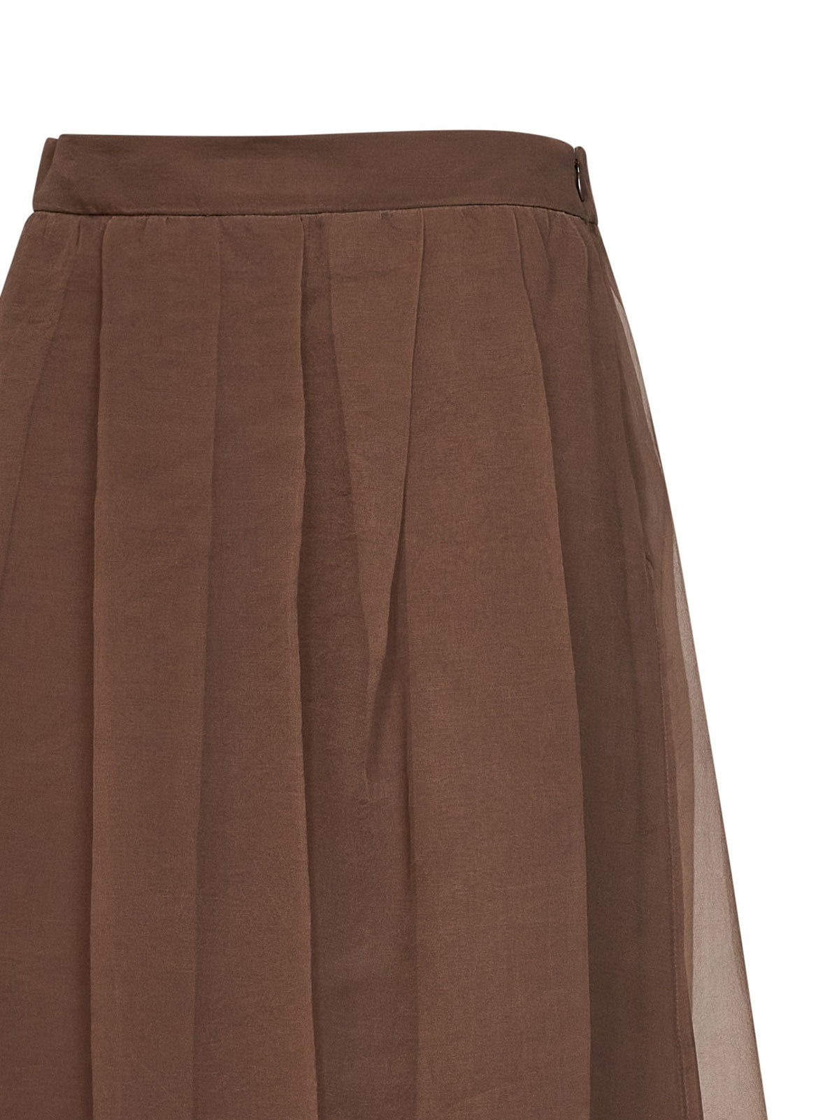 Brunello Cucinelli Women Cigar Crispy Silk Flared Midi Skirt BRUNELLO CUCINELLI