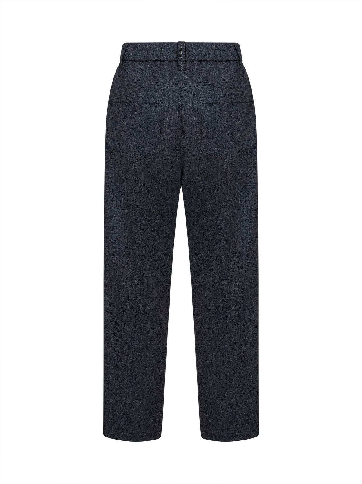 Brunello Cucinelli Women Anthracite Wool Flannel Baggy Trousers With Monili BRUNELLO CUCINELLI