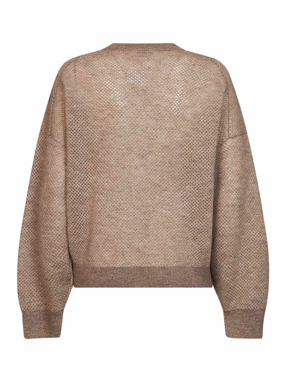 Brunello Cucinelli Women Beige Sparkling Double-Knit Net Sweater BRUNELLO CUCINELLI