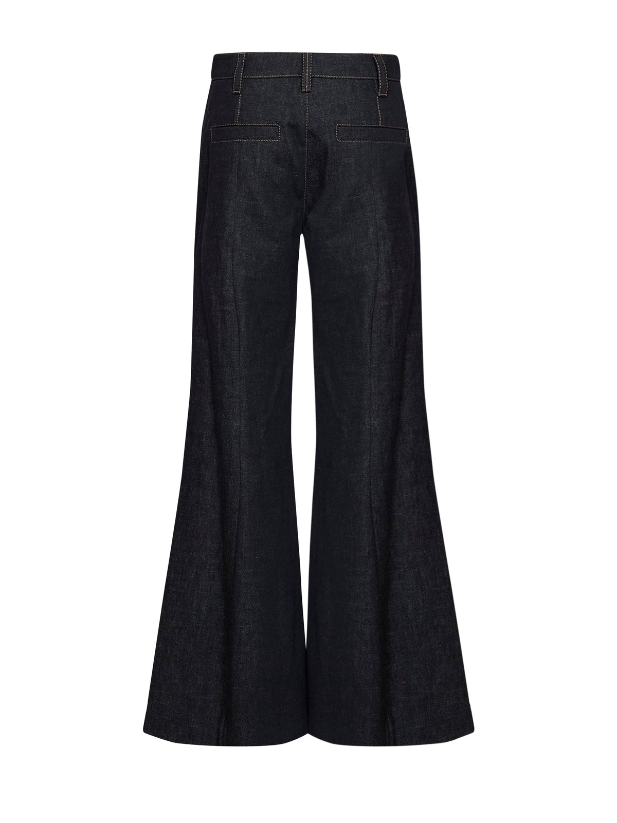 Brunello Cucinelli Women Blue No Fade Denim Flared Trousers With Monili BRUNELLO CUCINELLI
