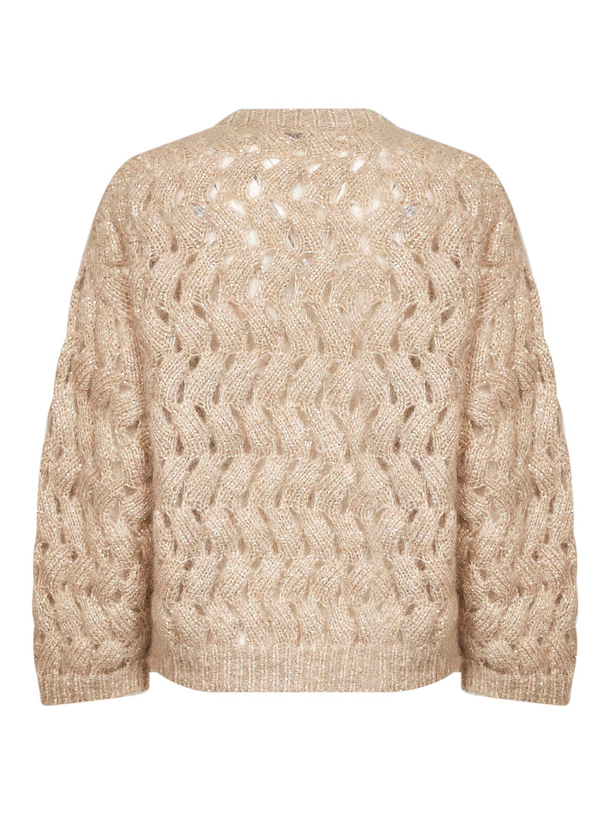 Brunello Cucinelli Women Sand Dazzling Zigzag Cables Sweater BRUNELLO CUCINELLI