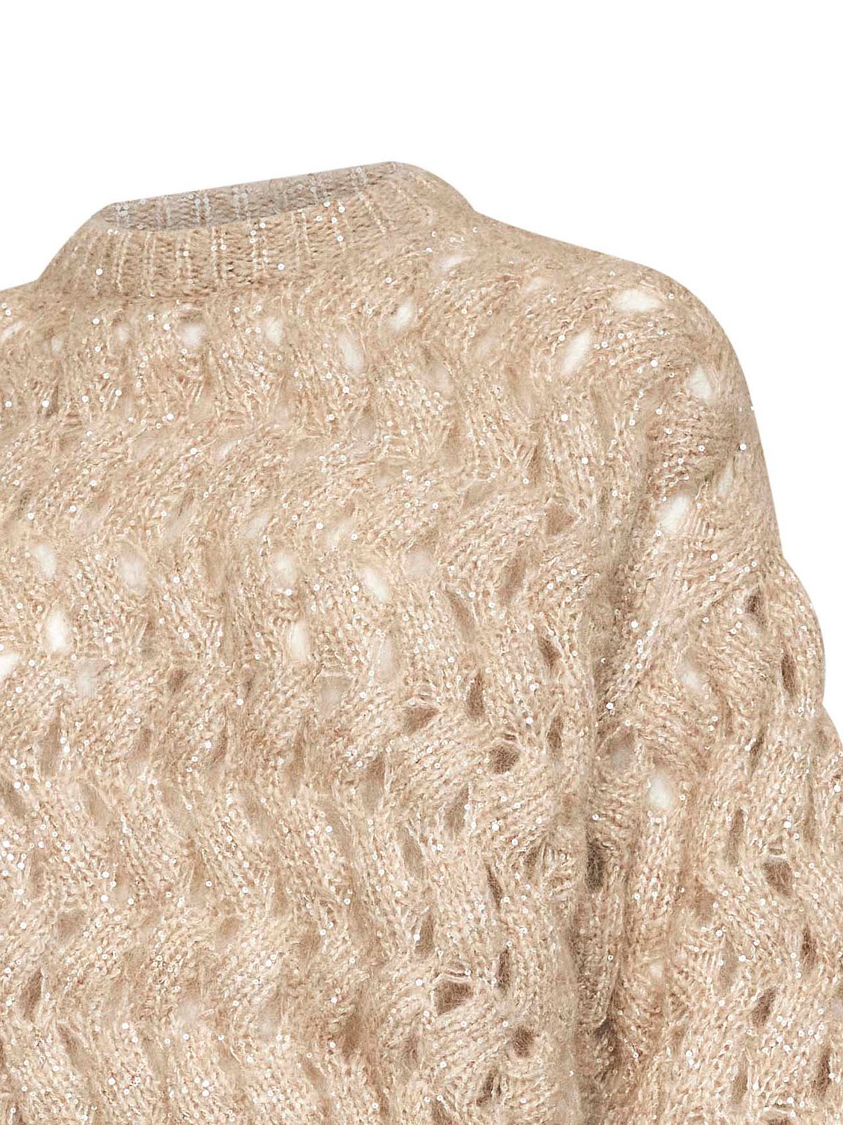 Brunello Cucinelli Women Sand Dazzling Zigzag Cables Sweater BRUNELLO CUCINELLI