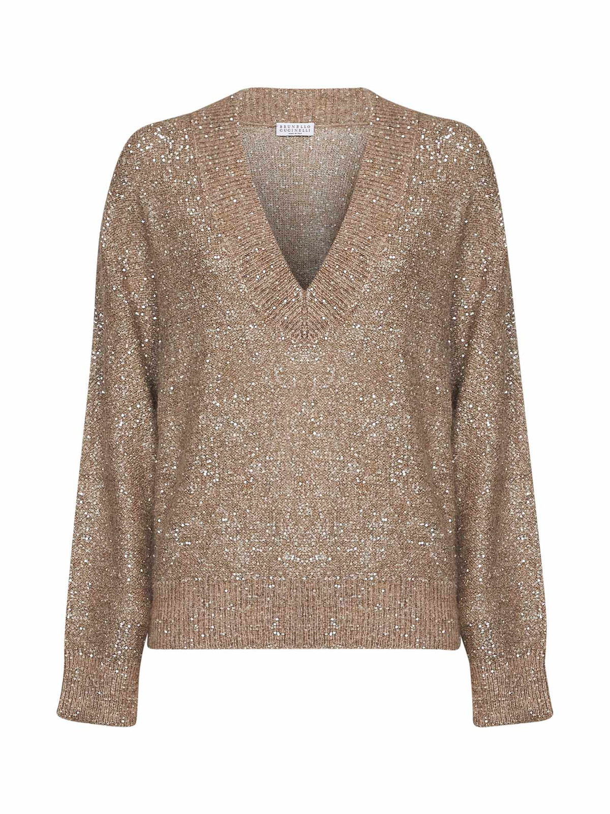 Brunello Cucinelli Women Light Brown Mohair-Blend Dazzling Texture Sweater BRUNELLO CUCINELLI