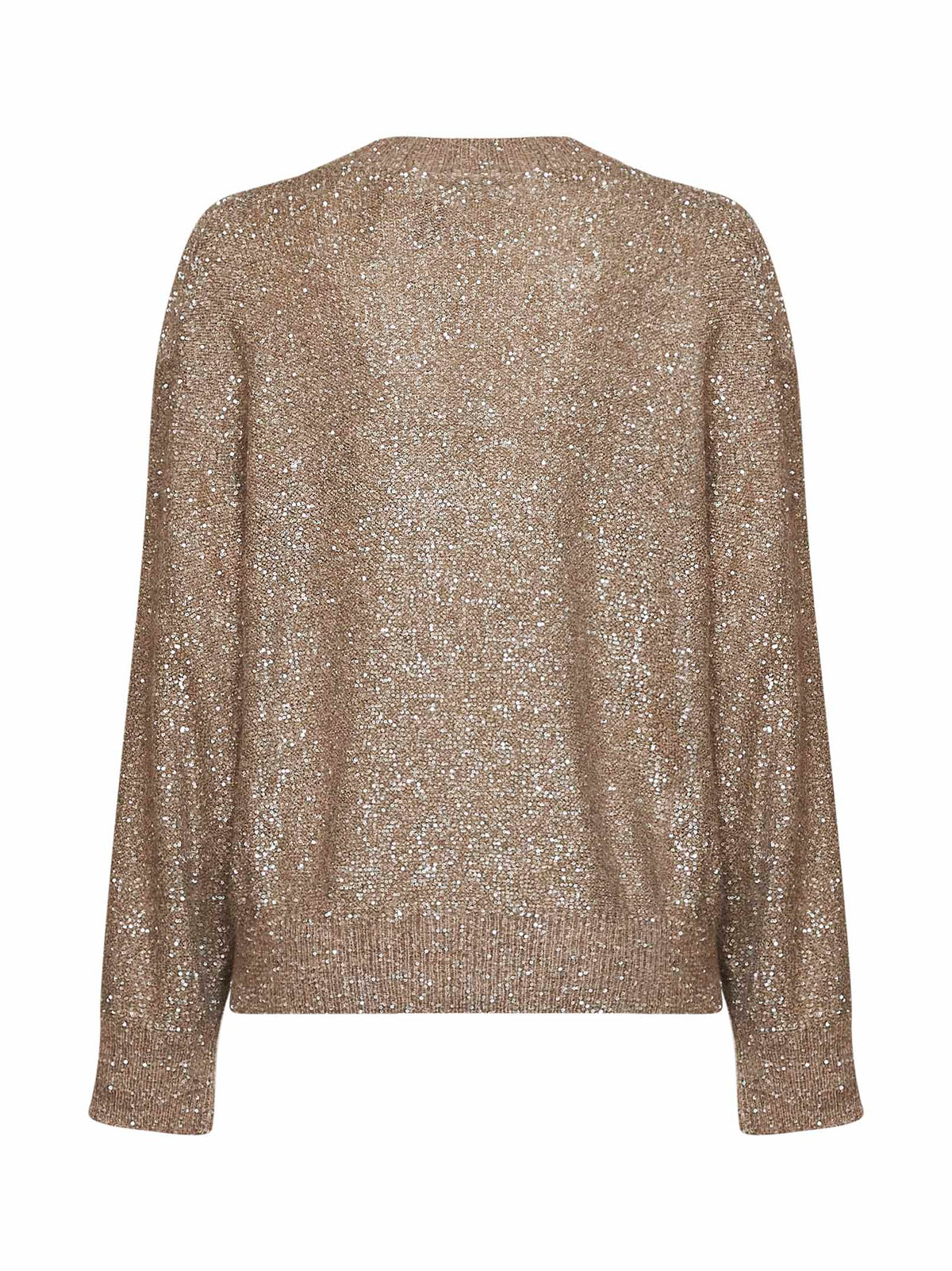Brunello Cucinelli Women Light Brown Mohair-Blend Dazzling Texture Sweater BRUNELLO CUCINELLI