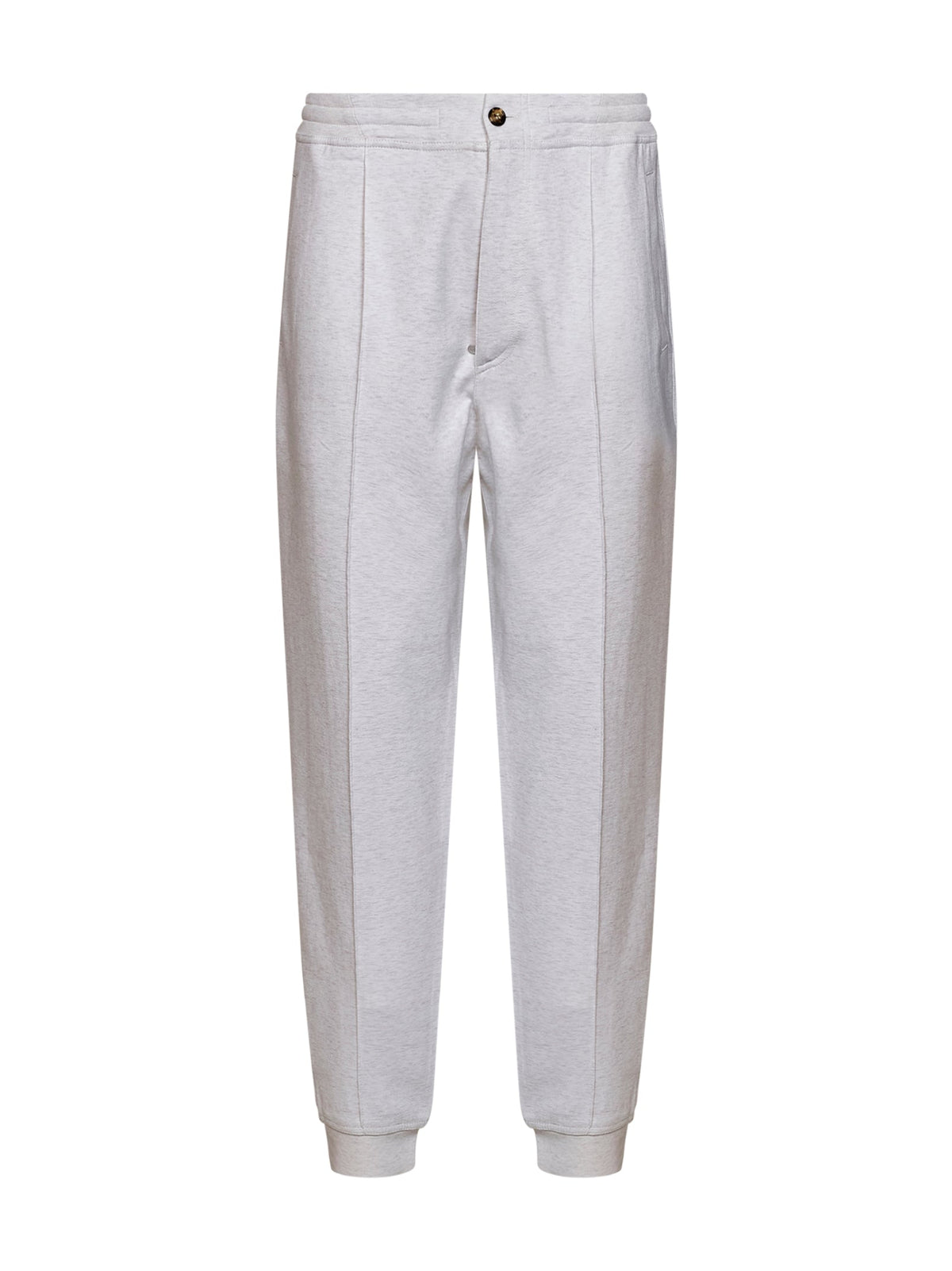 Brunello Cucinelli Men Travertine White Techno Cotton Double Jersey Trousers BRUNELLO CUCINELLI