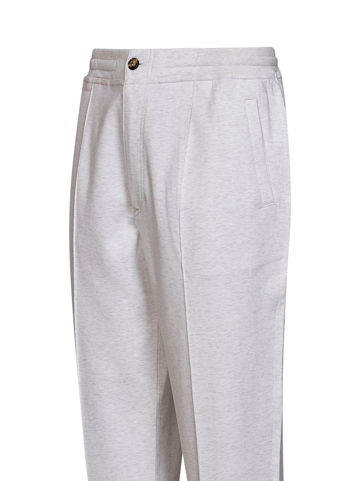 Brunello Cucinelli Men Travertine White Techno Cotton Double Jersey Trousers BRUNELLO CUCINELLI
