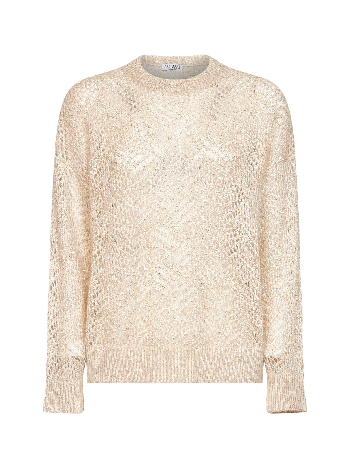 Brunello Cucinelli Women Ivory Dazzling Abstract Leaf Sweater BRUNELLO CUCINELLI