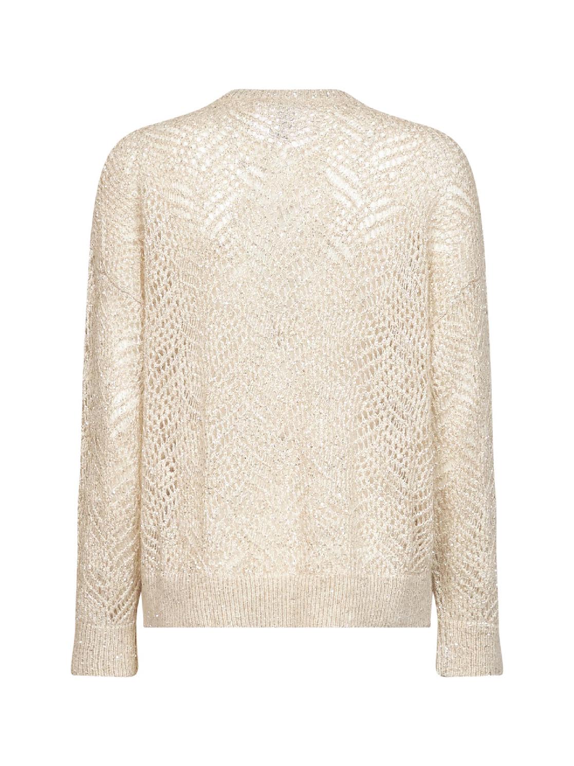 Brunello Cucinelli Women Ivory Dazzling Abstract Leaf Sweater BRUNELLO CUCINELLI