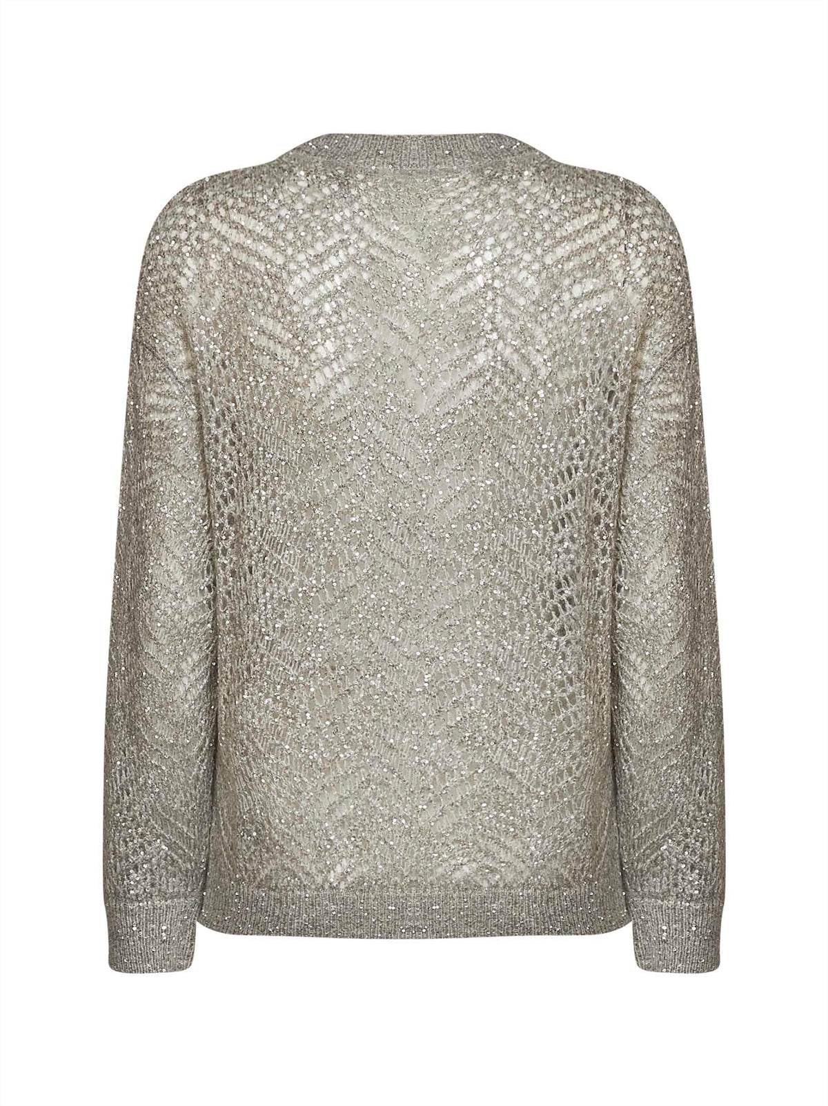 Brunello Cucinelli Women Grey Dazzling Abstract Leaf Sweater BRUNELLO CUCINELLI