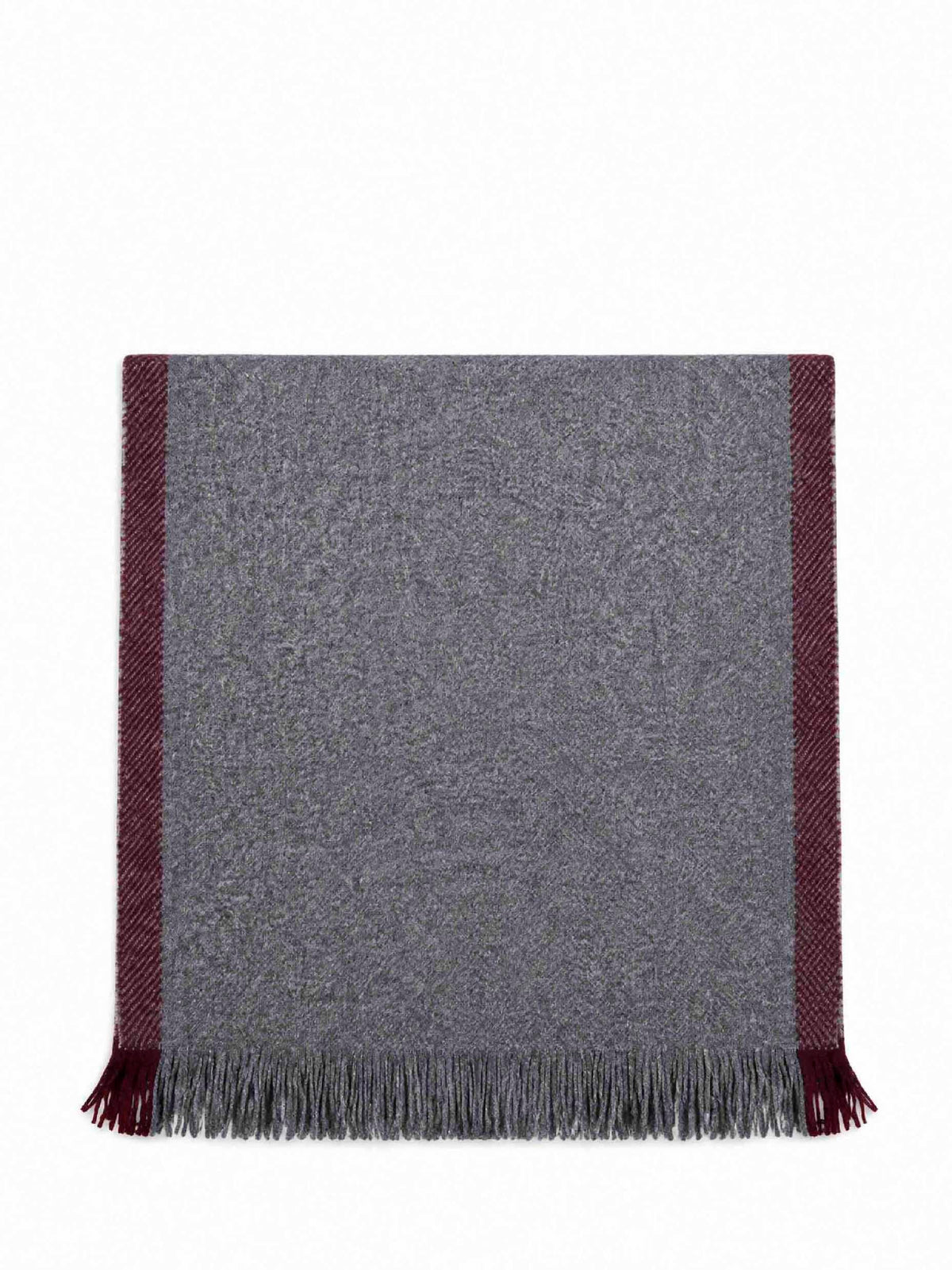 Brunello Cucinelli Men Dark Grey Cashmere Scarf With Contrasting Edges BRUNELLO CUCINELLI
