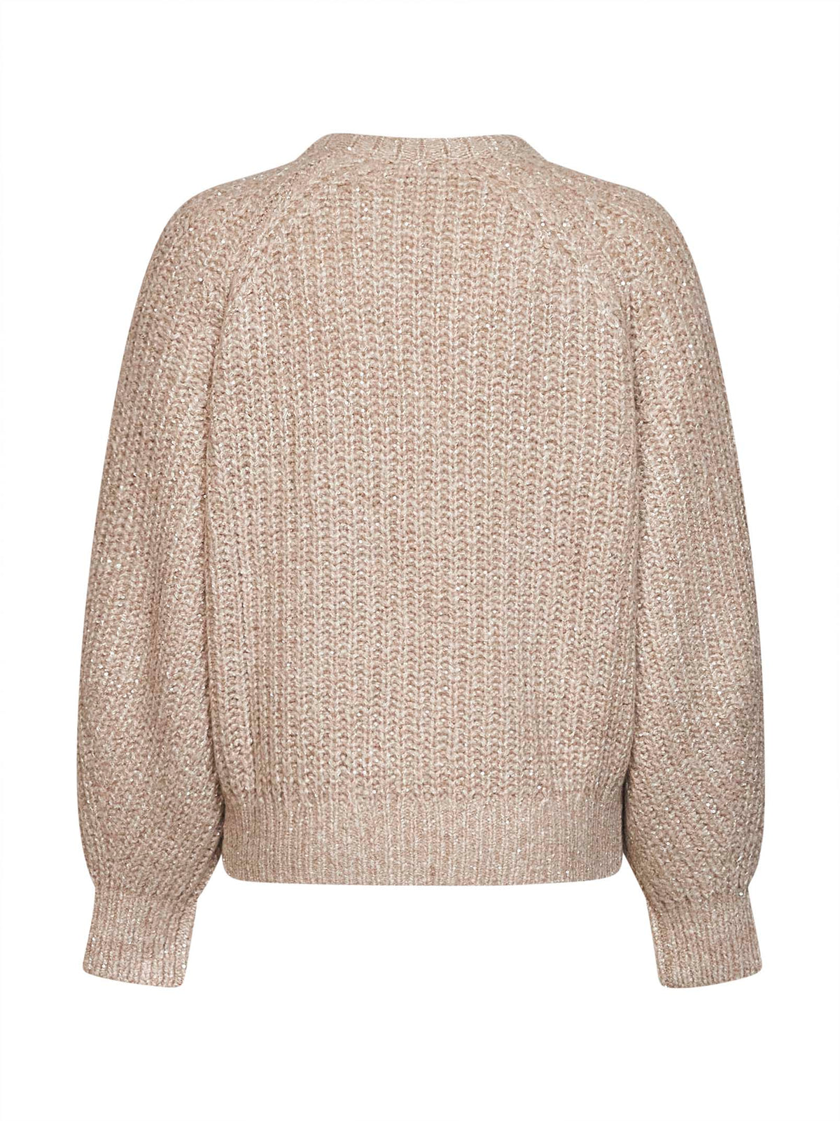 Brunello Cucinelli Women Beige Sequin-Embellished Cashmere-Blend Knit Crewneck Sweater BRUNELLO CUCINELLI