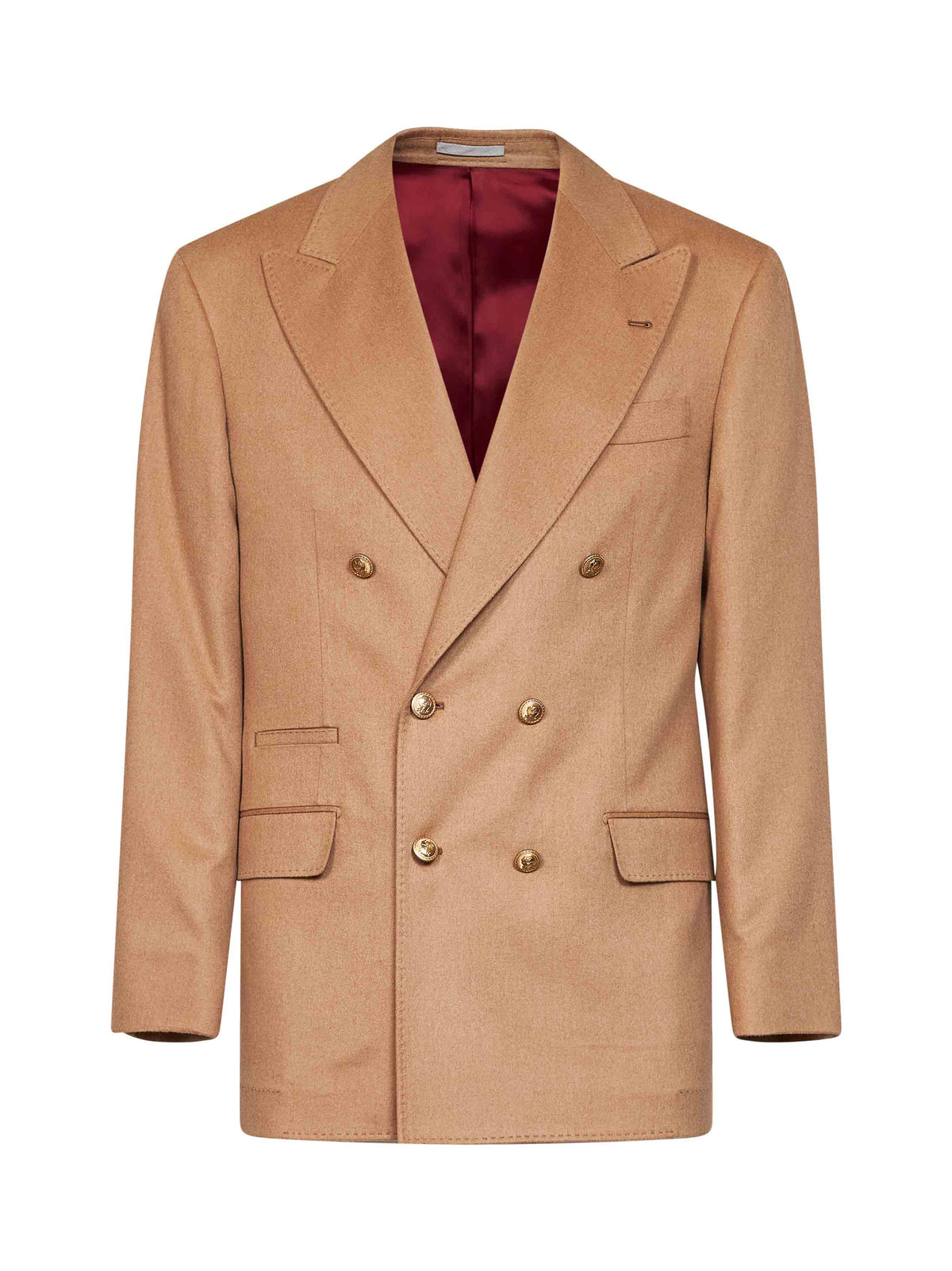 Brunello Cucinelli Men Camel Camel Hair Tailor One-And-A-Half-Breasted Jacket BRUNELLO CUCINELLI