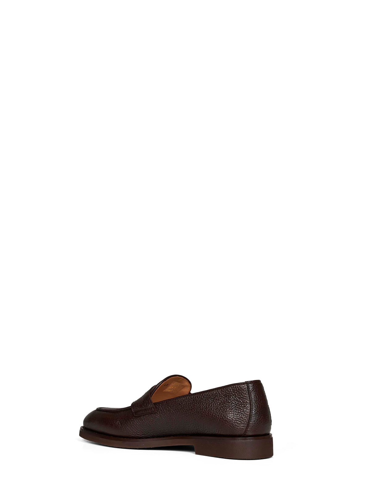 Brunello Cucinelli Men Dark Brown Grained Calf Leather Penny Loafers BRUNELLO CUCINELLI