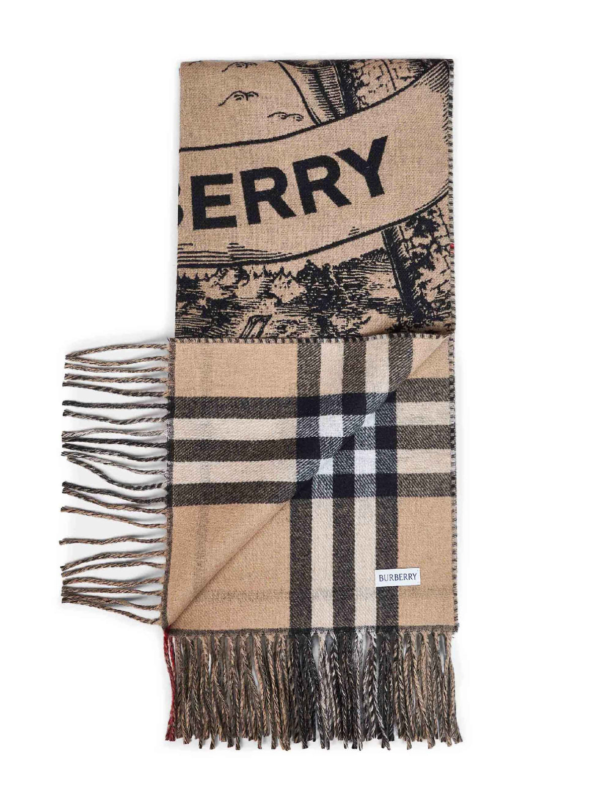 Burberry Men Archive Beige Gallant Knight Cashmere Scarf<Br/> BURBERRY