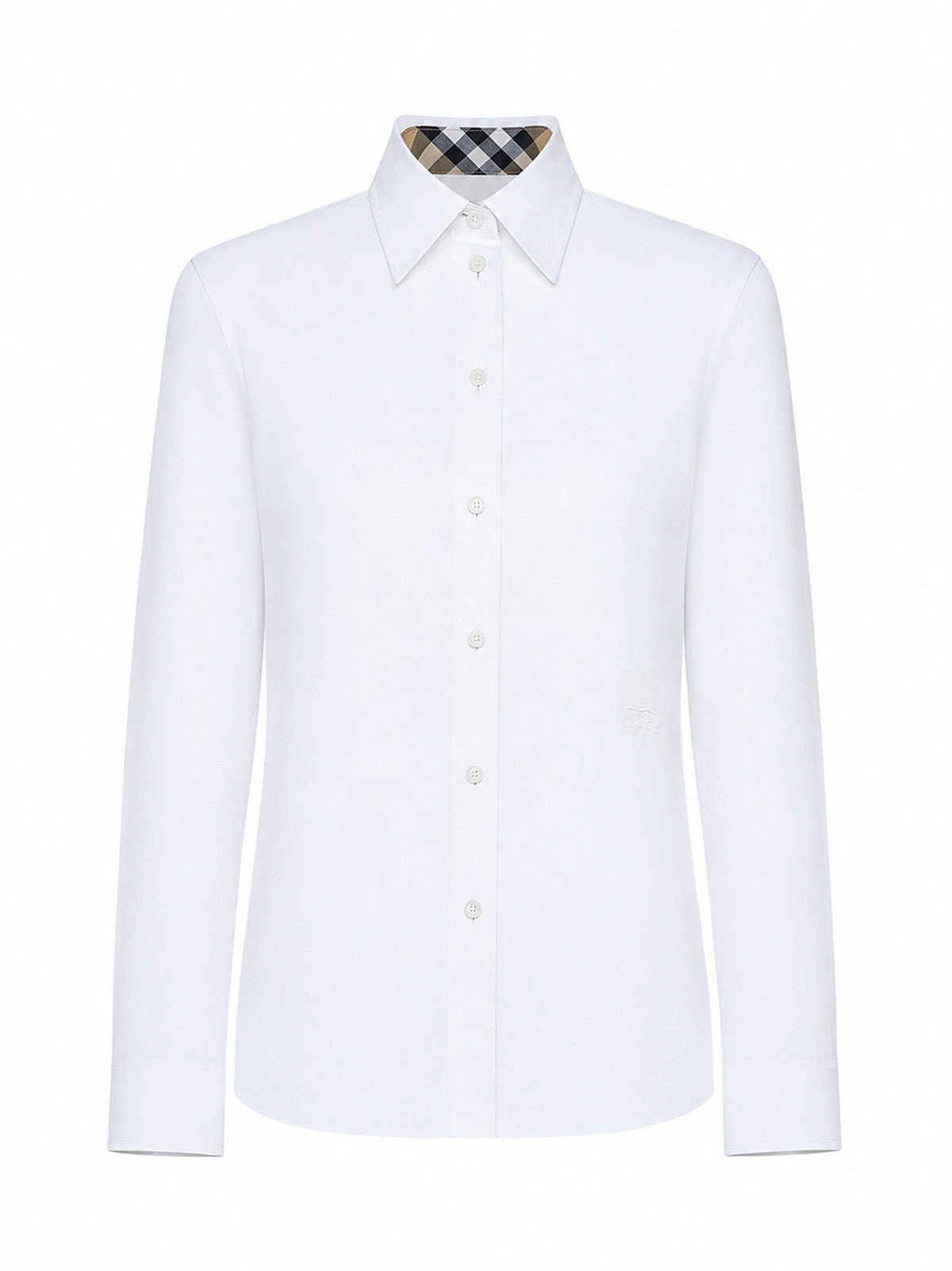 Burberry Women White Cotton Poplin Shirt With Ekd Embroidery BURBERRY