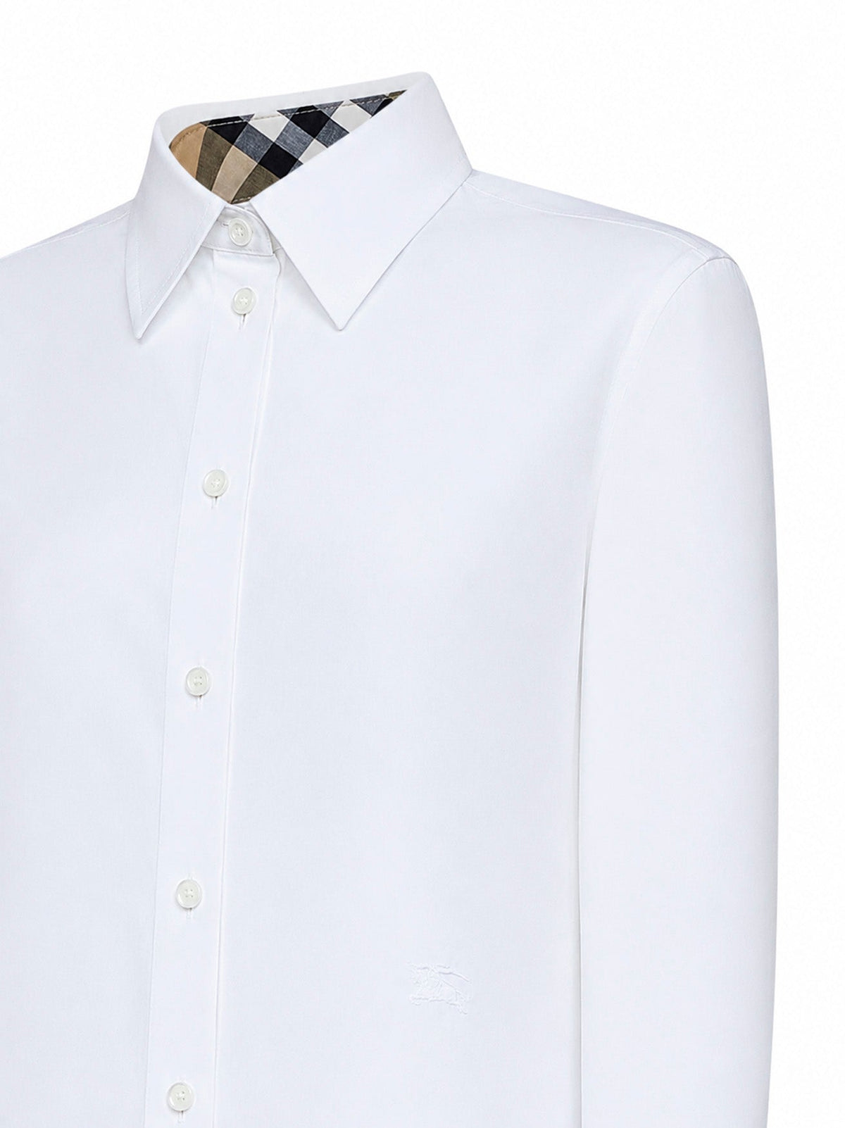 Burberry Women White Cotton Poplin Shirt With Ekd Embroidery BURBERRY