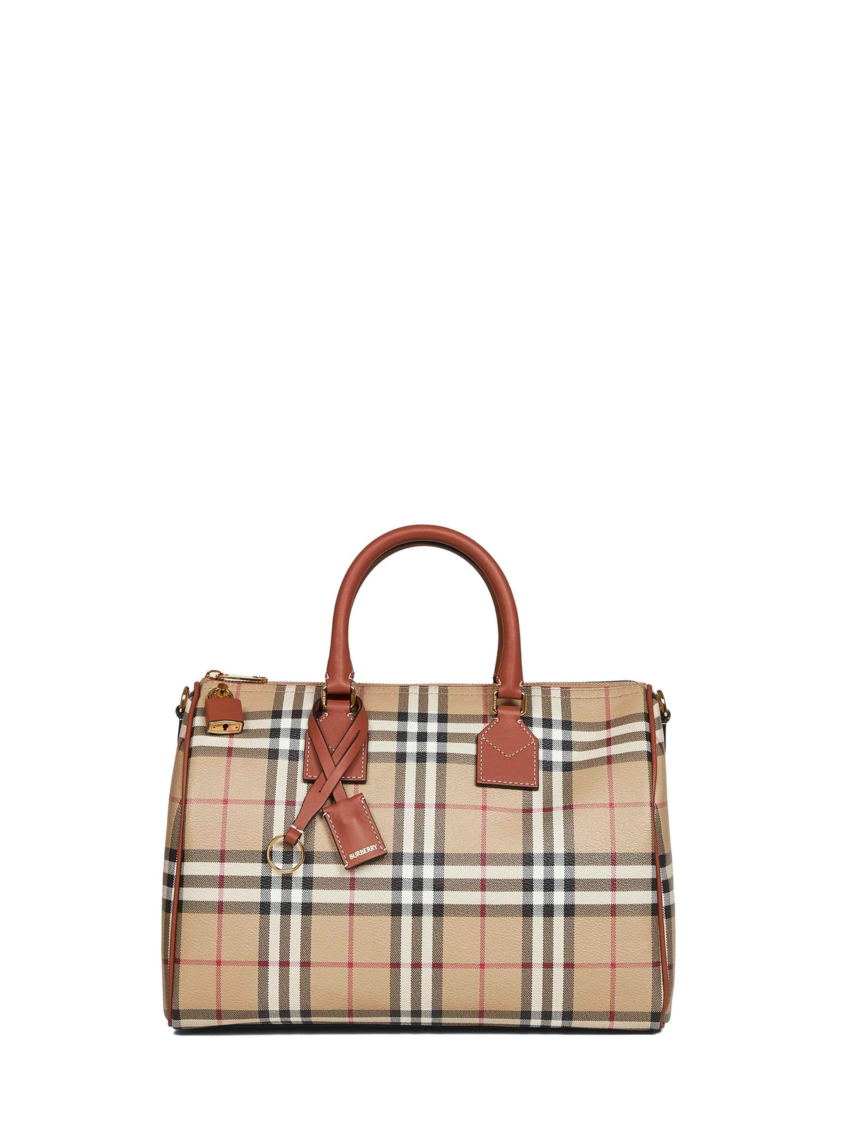 Burberry Women Archive Beige Check Medium Bowling Bag BURBERRY