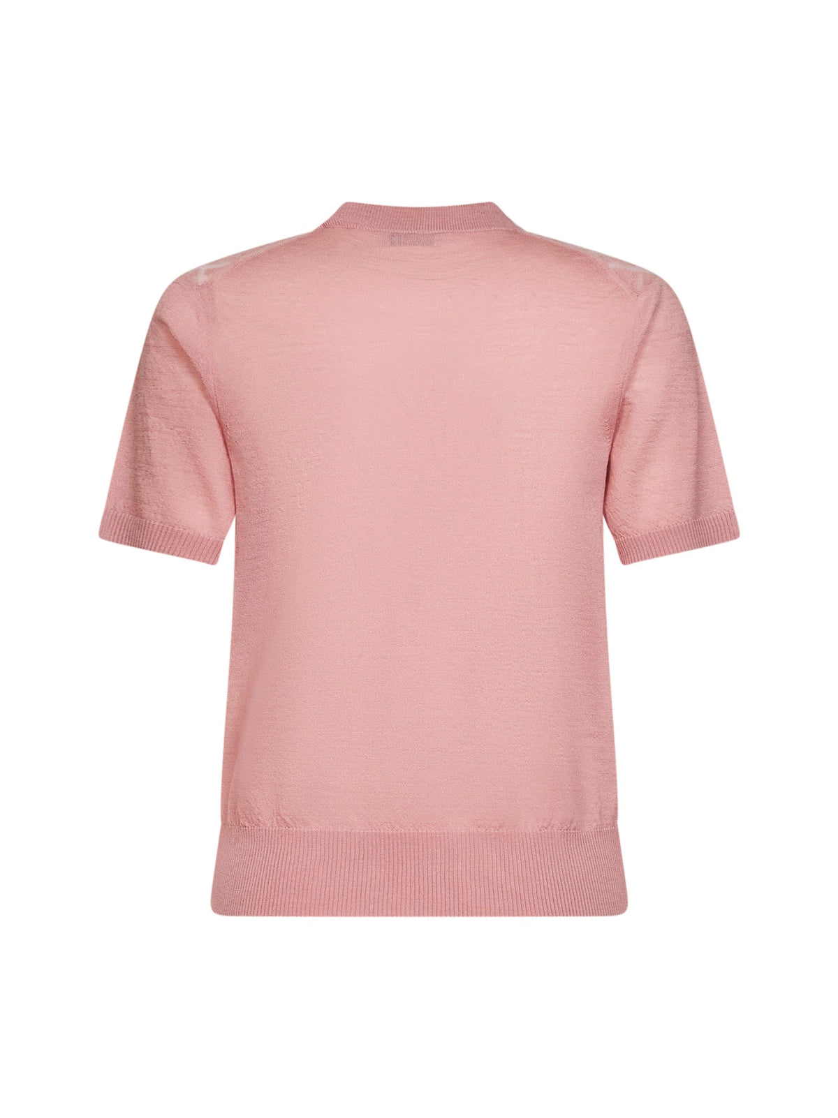 Burberry Women Begonia Pink Wool And Silk Knit Sweater With Check Panels BURBERRY
