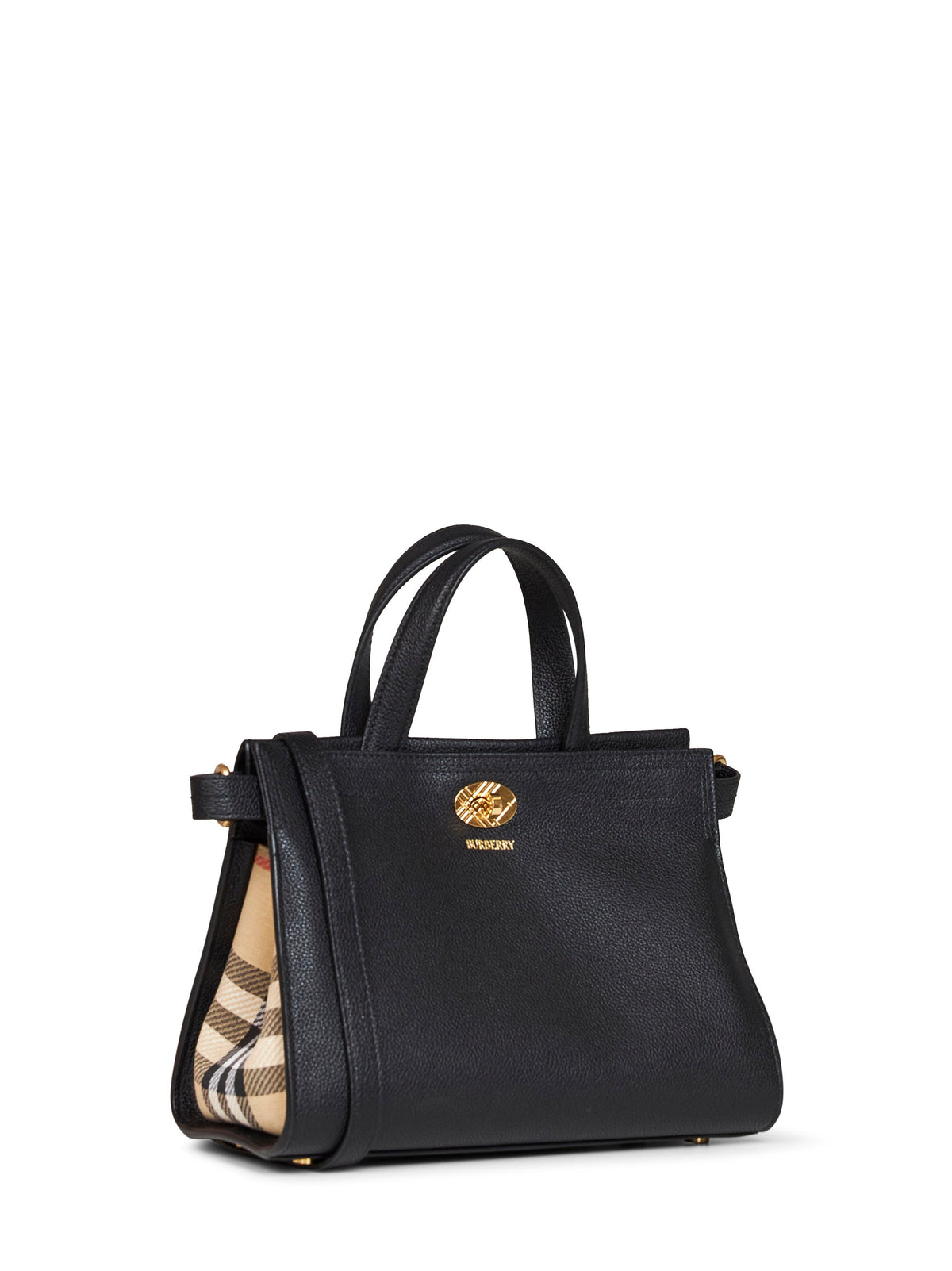 Burberry Women Black Mini Cotswolds Check Tote Bag BURBERRY