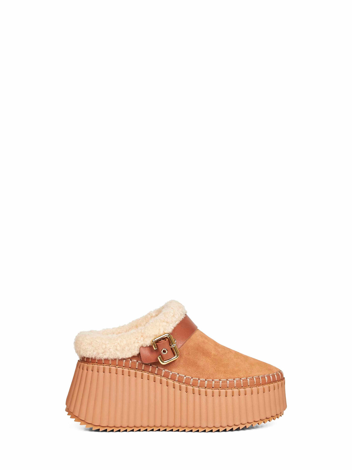 Chloé Women Pottery Brown Nama Wedge Mules CHLOE