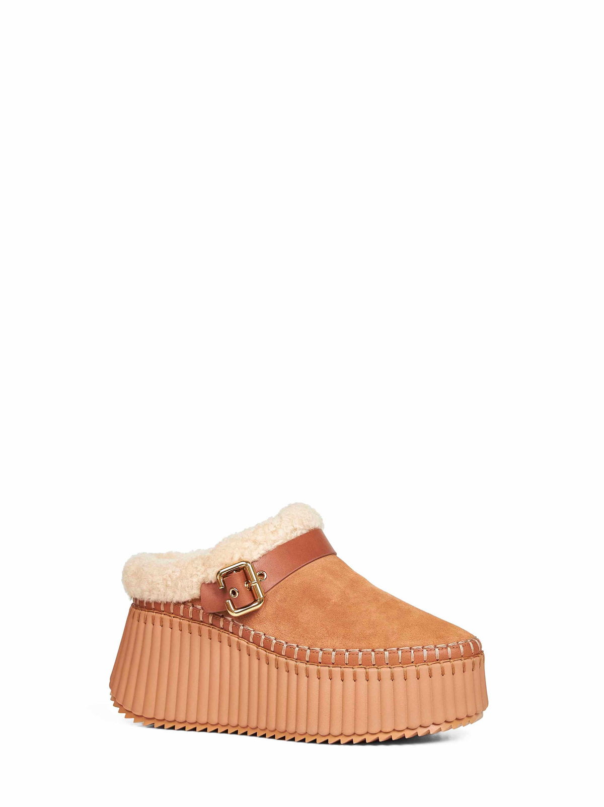 Chloé Women Pottery Brown Nama Wedge Mules CHLOE