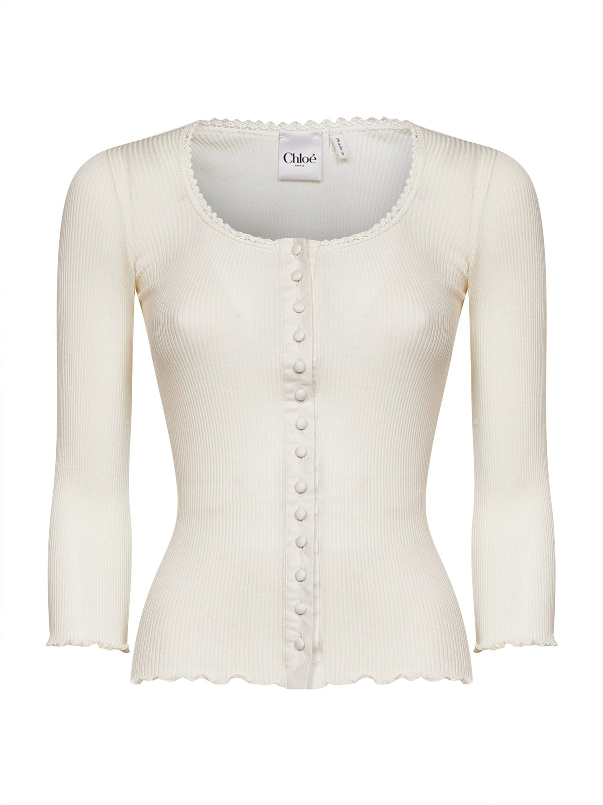Chloé Women Iconic Milk Ribbed Jersey Fitted Top CHLOE