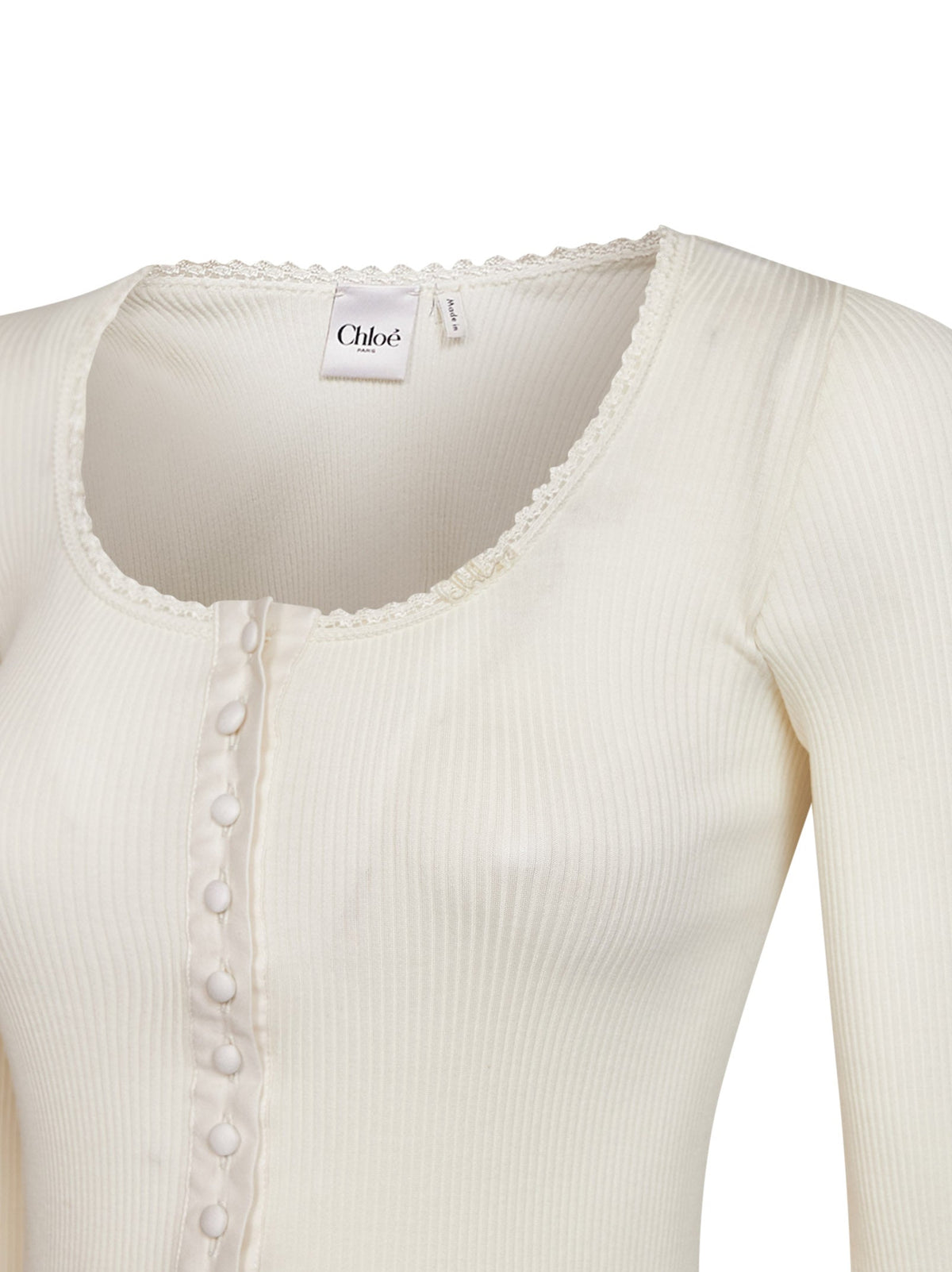 Chloé Women Iconic Milk Ribbed Jersey Fitted Top CHLOE
