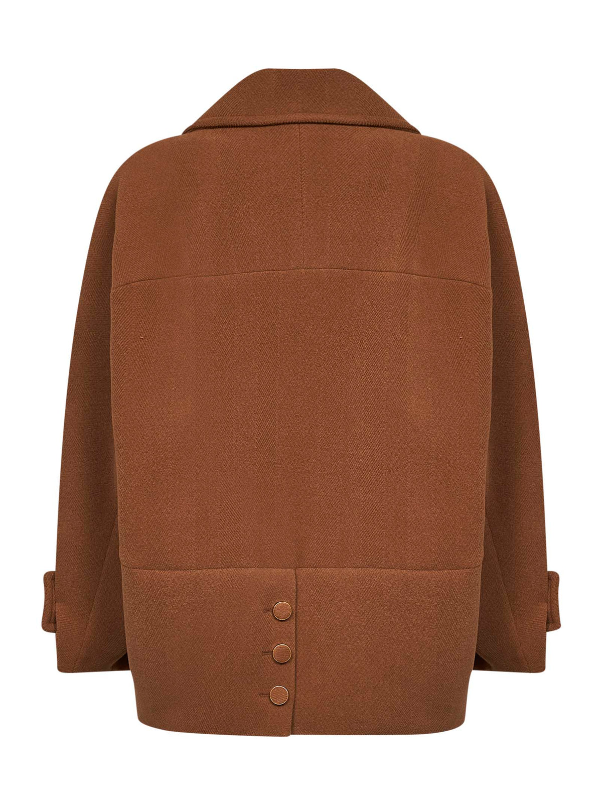 Chloé Women Dusty Camel Herringbone Wool Short Coat CHLOE