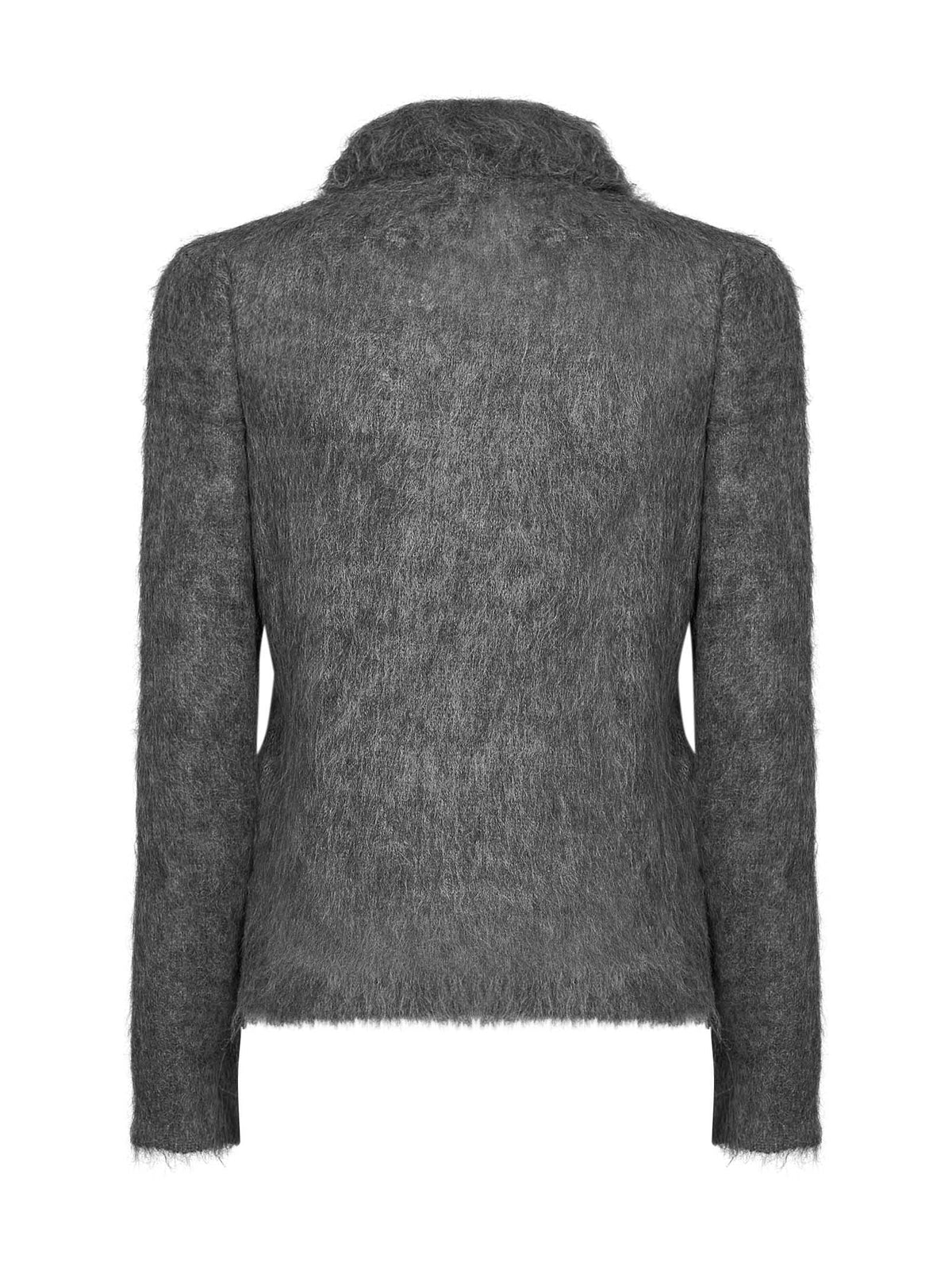 Chloé Women Smoky Grey Alpaca Blend Brushed Knit Polo Shirt CHLOE