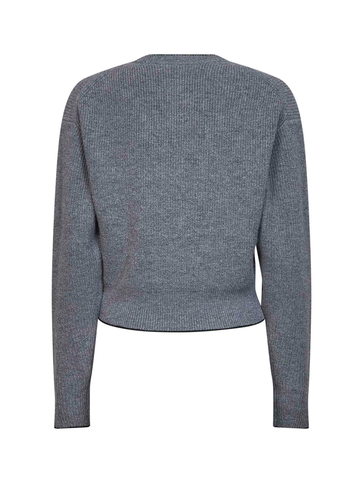 Chloé Women Divine Grey Wool And Cashmere Knit Embroidered Crewneck Sweater CHLOE
