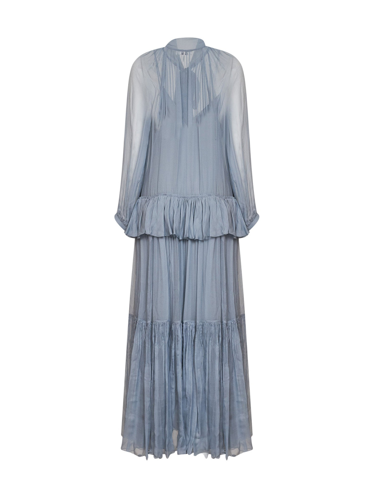 Chloé Women Light Blue Silk Muslin Fluid Maxi Dress CHLOE