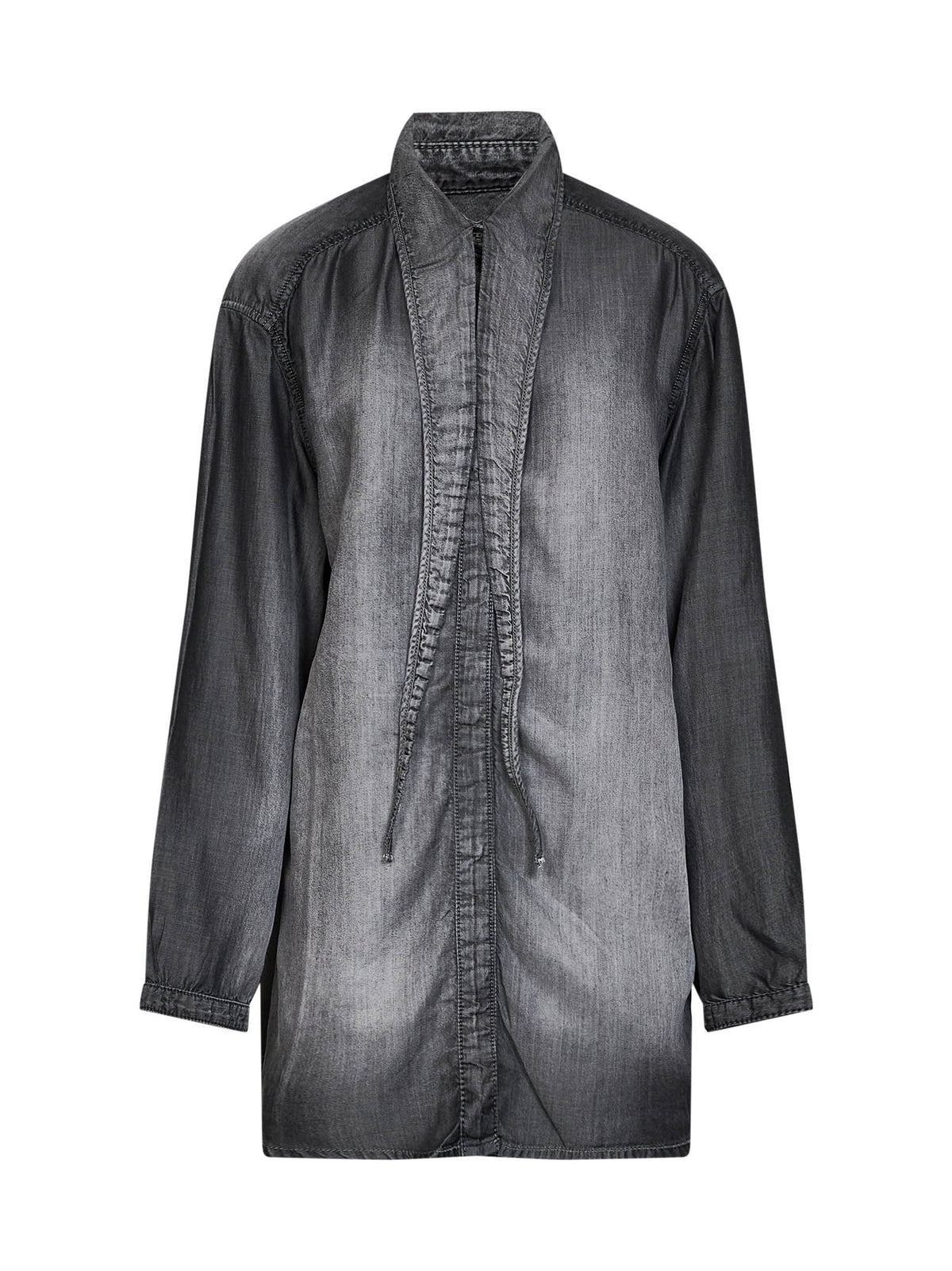 Diesel Women Grey Coated Fluid Denim De-Arven-S Shirt DIESEL