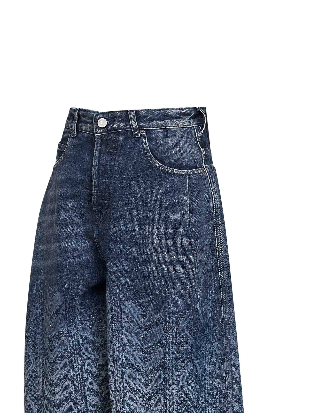 Diesel Women Blue Cable-Knit Effect Denim 1987 D-Khelz-S2 Wide-Leg Jeans DIESEL