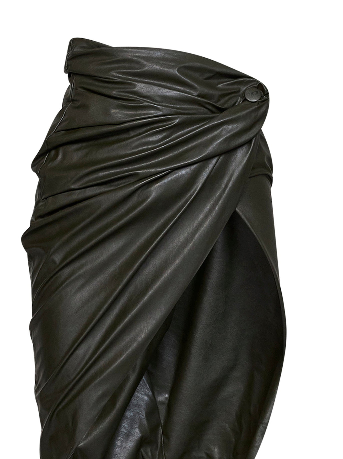 Diesel Women Green O-Dasli Draped Midi Skirt With Slit DIESEL