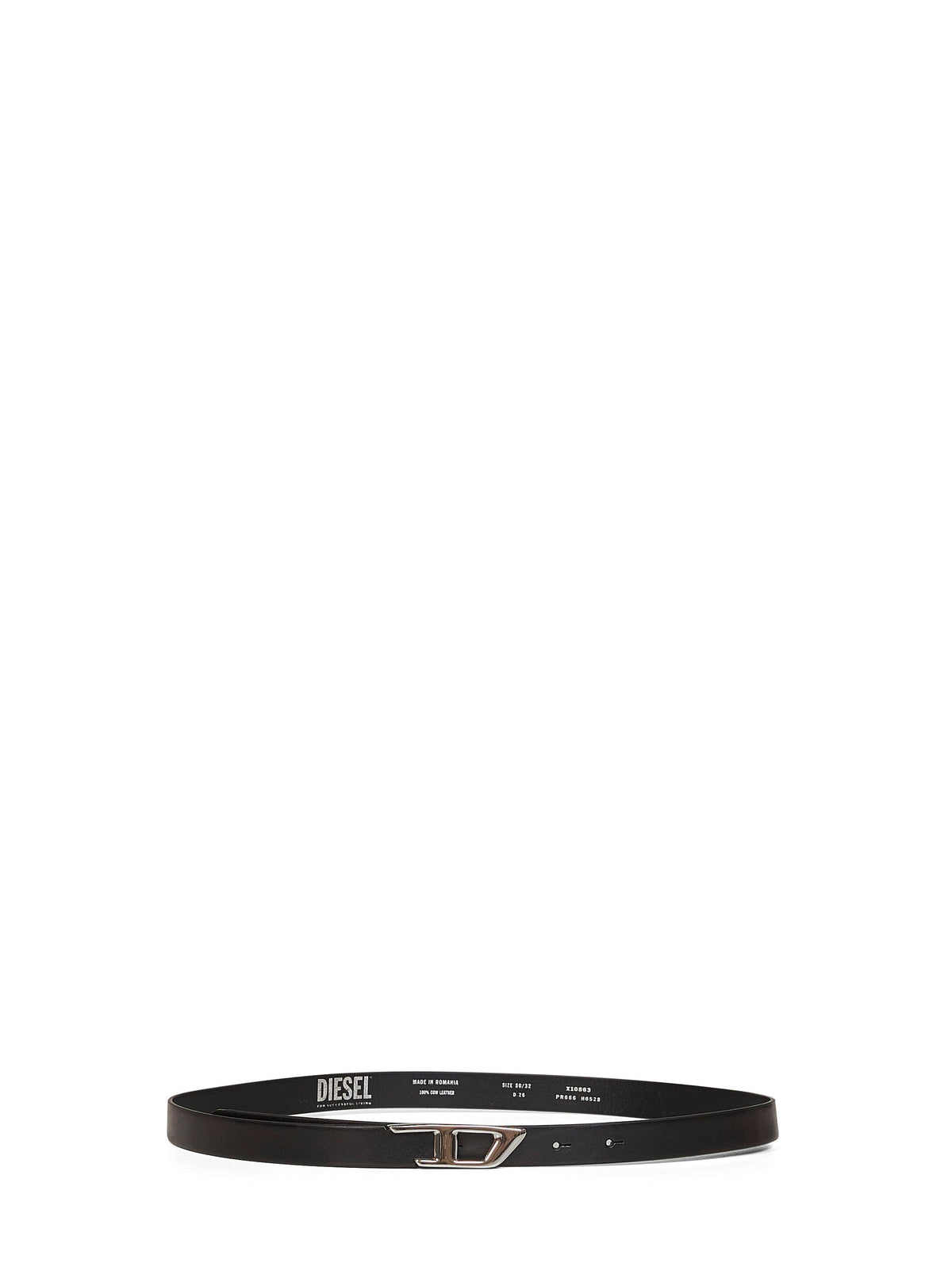 Diesel Women Black Leather B-D-Logo Belt DIESEL