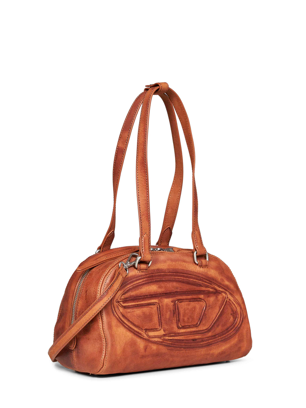 Diesel Women Medium Brown 1Dr Dome Soft Shoulder Bowling Bag DIESEL