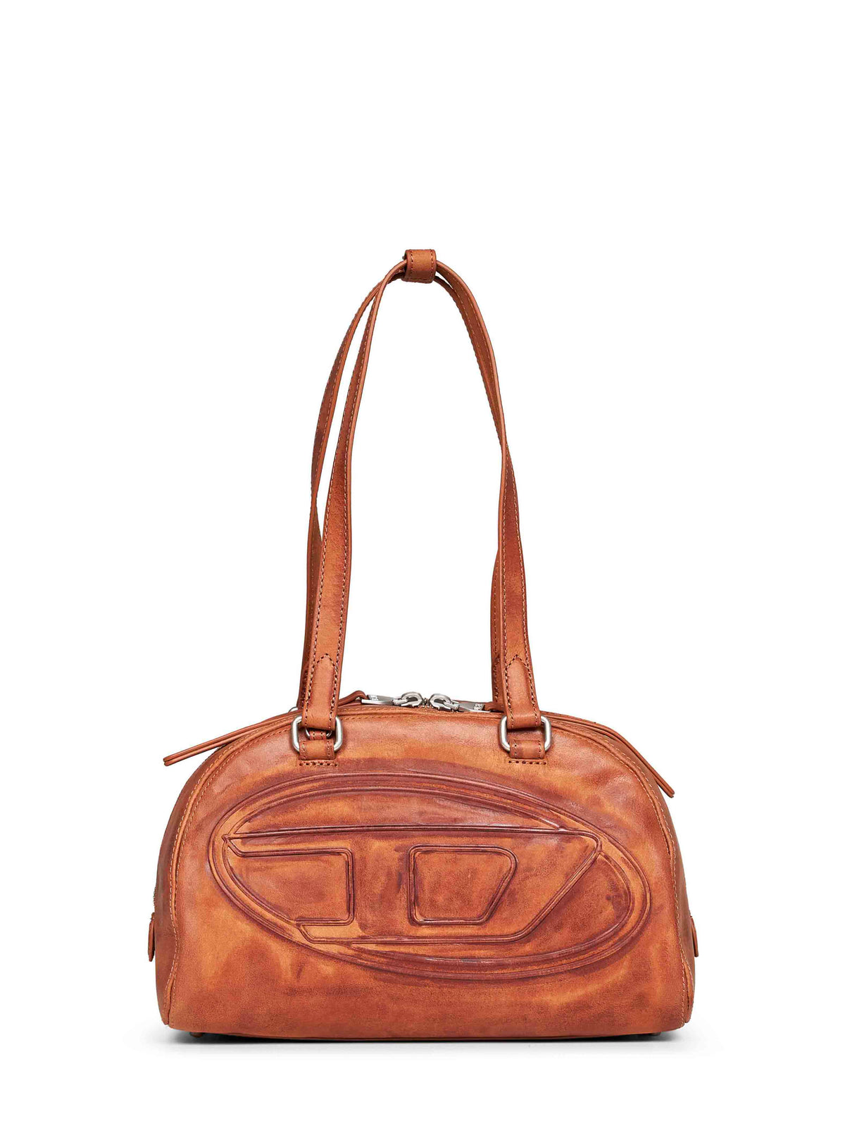 Diesel Women Medium Brown 1Dr Dome Soft Shoulder Bowling Bag DIESEL